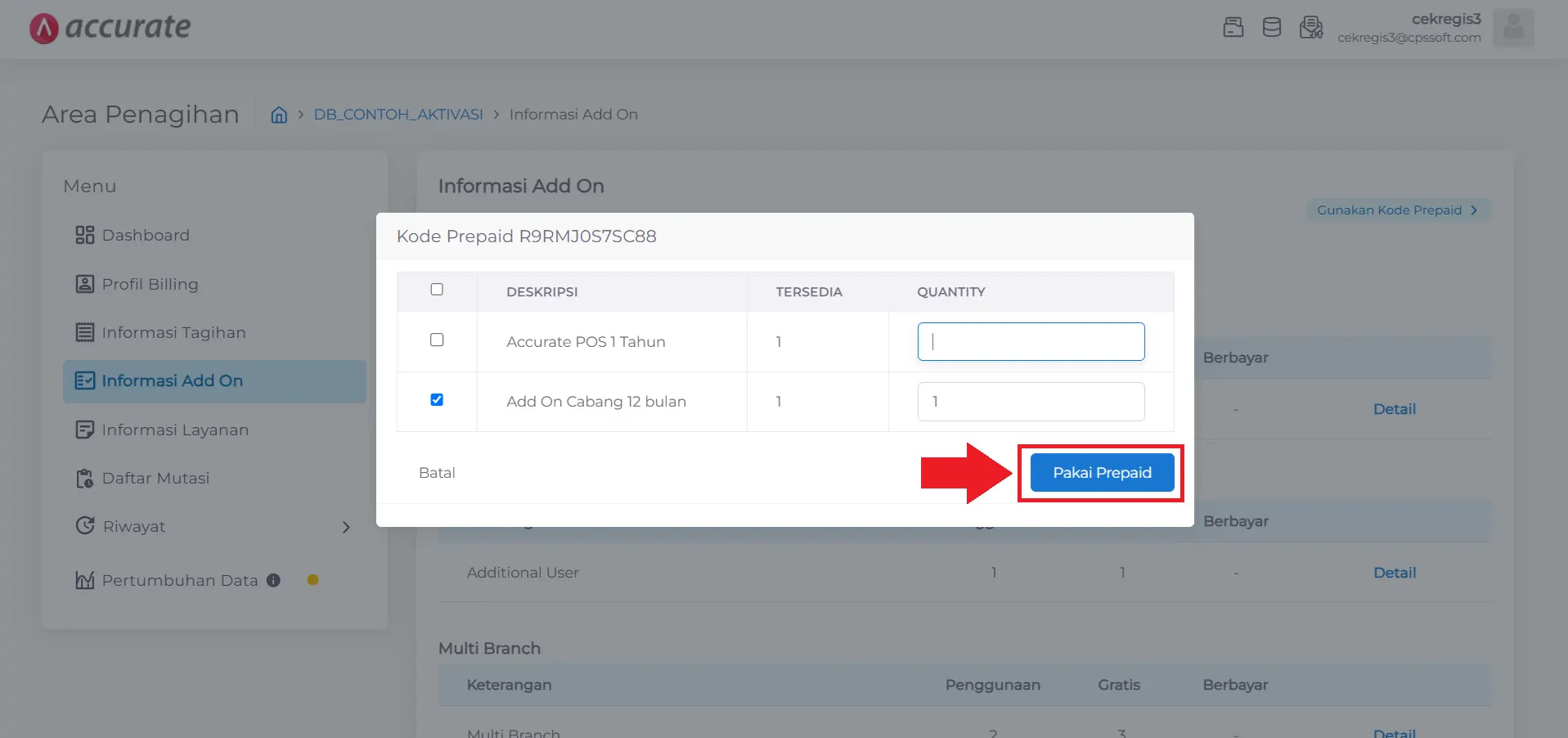 penggunaan paket add-on